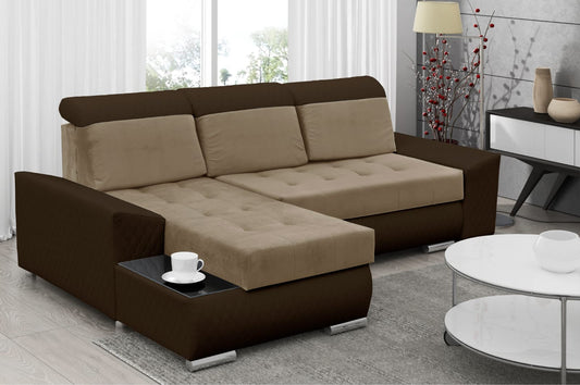 CORNER SOFA BED LONDON 2303/1116/60 252CM 2X STORAGE SPACE STAIN RESISTANT EASY CLEAN FABRIC / BONELL SPRINGS + FOAM