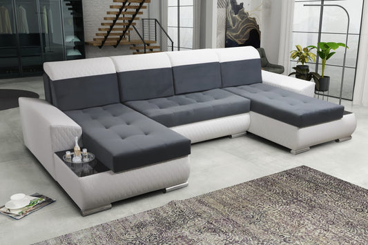 CORNER SOFA BED LONDON U SHAPE 2315/1115/60 322CM 3X STORAGE SPACE STAIN RESISTANT EASY CLEAN FABRIC / BONELL SPRINGS + FOAM