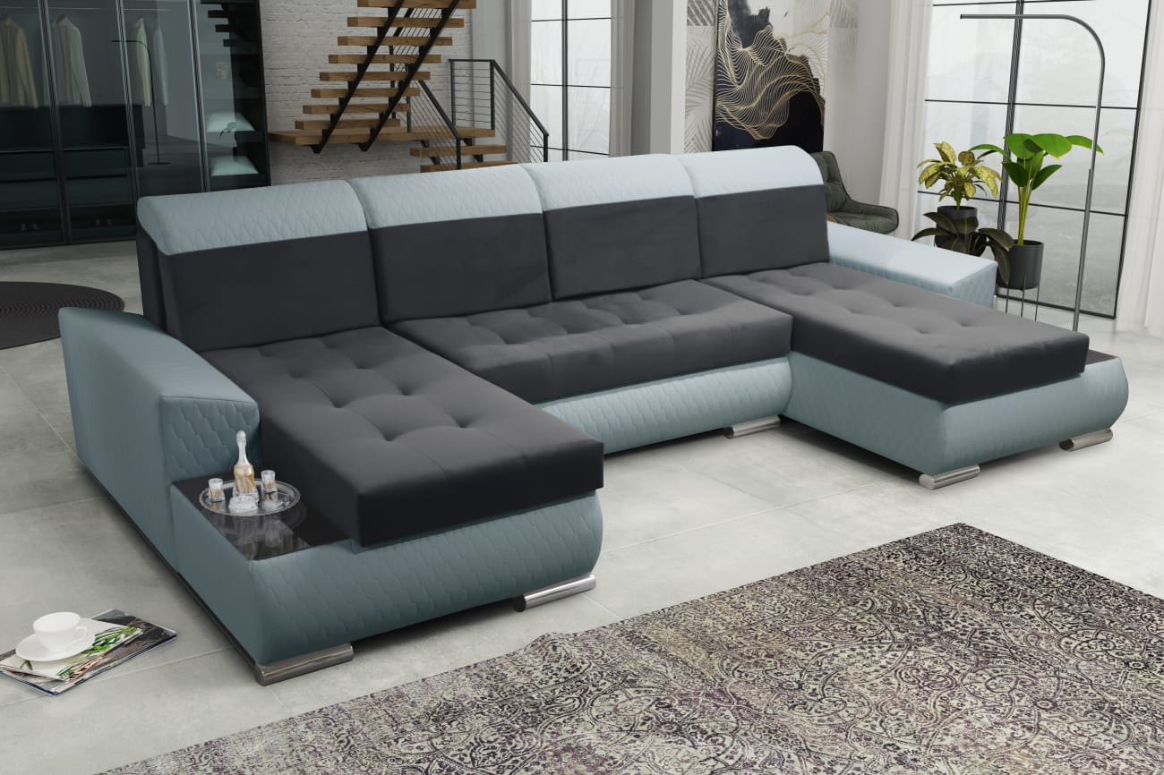 CORNER SOFA BED LONDON U SHAPE 2315/1132/60 322CM 3X STORAGE SPACE STAIN RESISTANT EASY CLEAN FABRIC / BONELL SPRINGS + FOAM