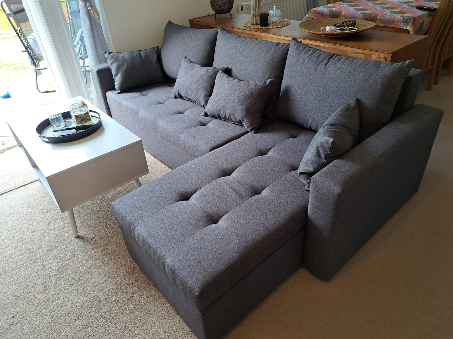 UNIVERSAL CORNER SOFA BED LOTUS 229CM GREY SAWANA 05 2X STORAGE SPACE / FOAM 2X STORAGE