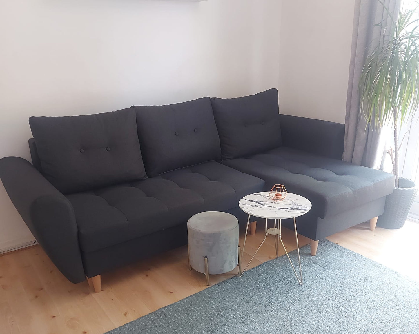CORNER SOFA BED PALMO 2X STORAGE SPACE GRAPHITE MALMO 96 240cm universal RIGHT/LEFT CORNER / BONELL SPRINGS + FOAM