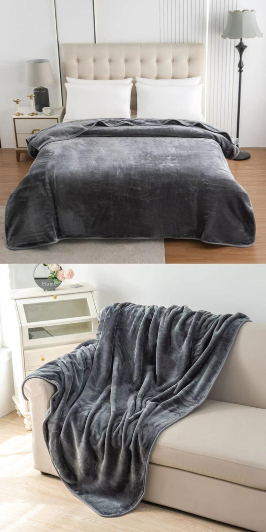 Super Soft Warm Blanket Sofa Bed Throw in Double & King Size CHARCOAL