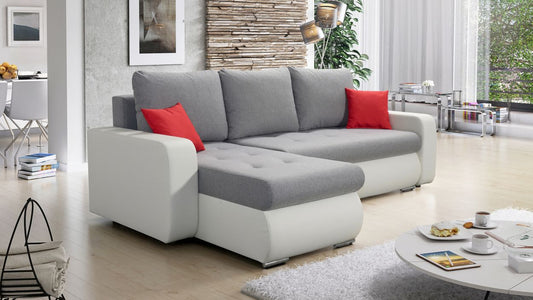 CORNER SOFA BED DAVY CHOICE OF COLOR 238CM / SPRINGS + FOAM