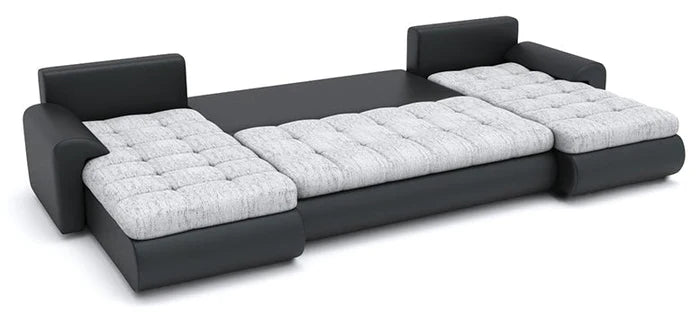 CORNER SOFA BED PRADO U SHAPE 300cm BLACK/RED LUX 23 / SOFT 10 / SPRINGS + FOAM