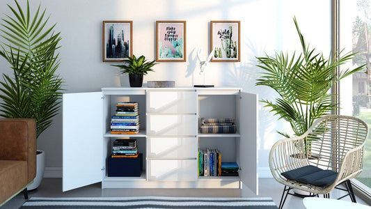 CHEST 2D4S 120cm - WHITE GLOSS
