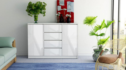 CHEST 2D4S 120cm - WHITE GLOSS