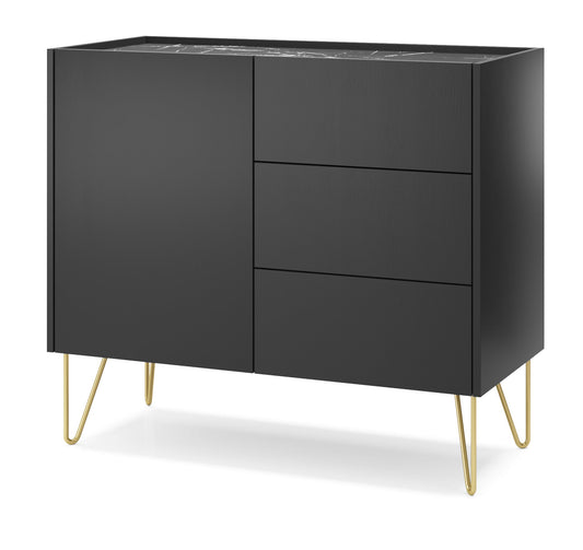 Storage cabinet HARMONY 02 black / black marble