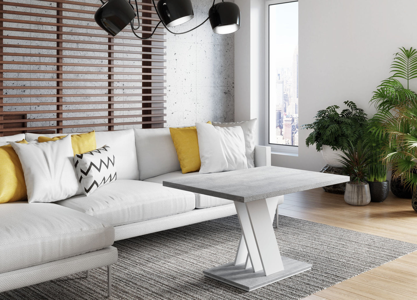 COFFEE TABLE MASIV MINI WHITE / STONE GREY