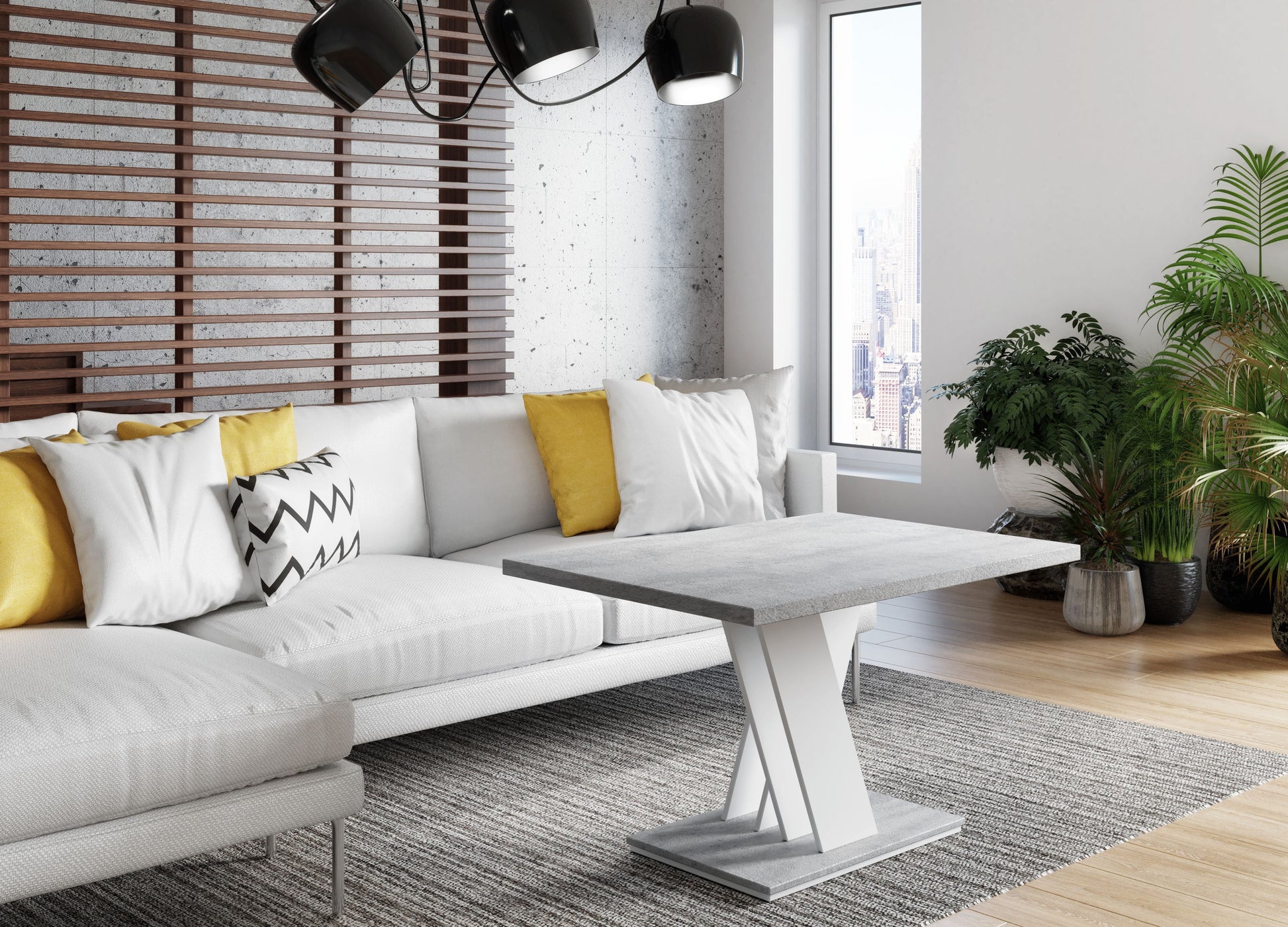 COFFEE TABLE MASIV MINI WHITE / STONE GREY