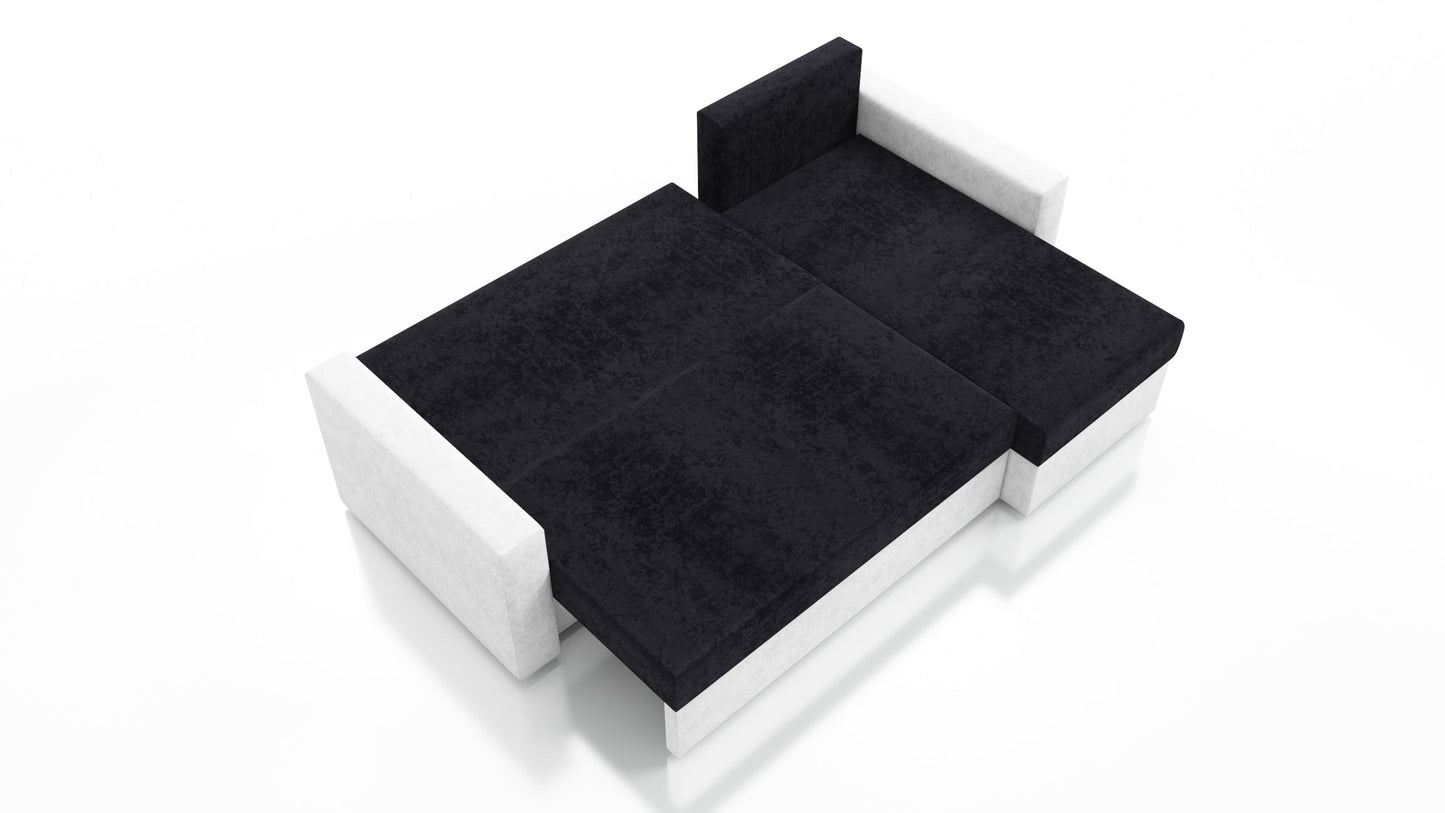 CORNER SOFA BED FOXY UNIVERSAL CORNER SAWANA 05 / WHITE FAUX LEATHER / FOAM