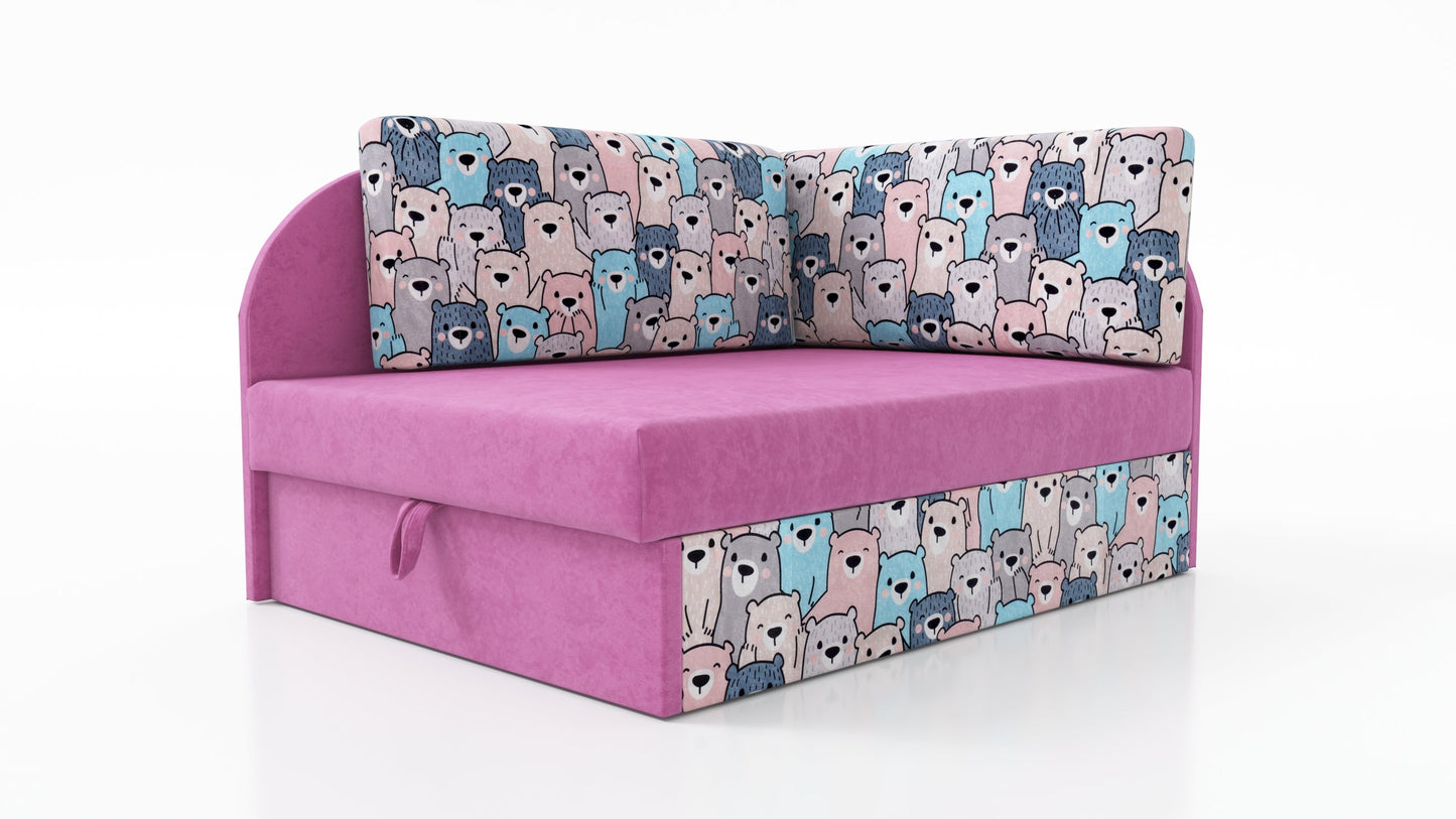 UNIVERSAL CORNER SOFA BED KUBUS CUBE PINK / TEDDY Children room