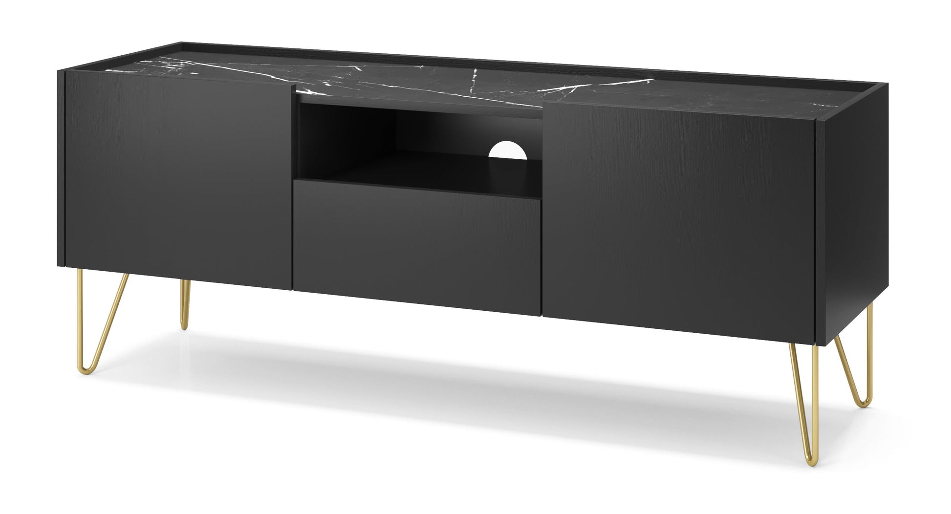 HARMONY TV STAND 01 black / black marble