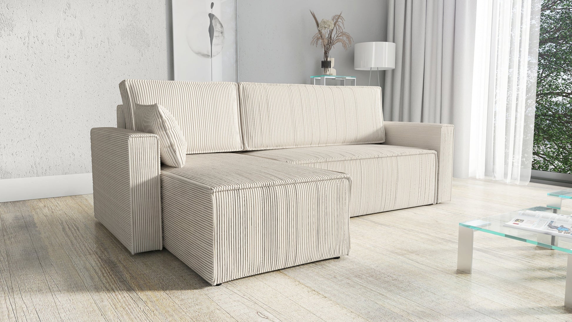 CORNER SOFA BED ROBI 240CM / SPRINGS + FOAM / CHOICE OF COLOR