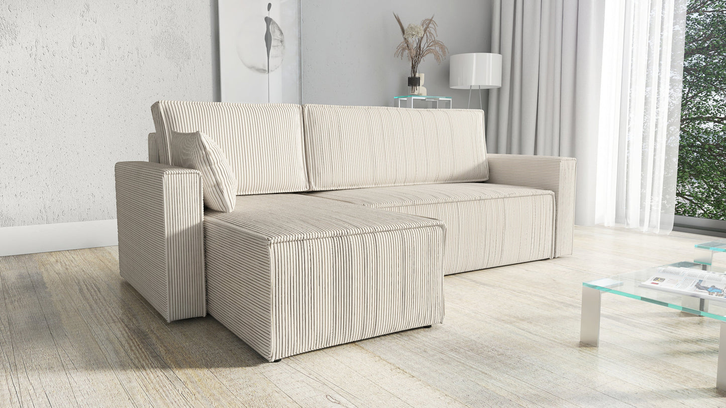 CORNER SOFA BED ROBI 240CM / SPRINGS + FOAM / CHOICE OF COLOR