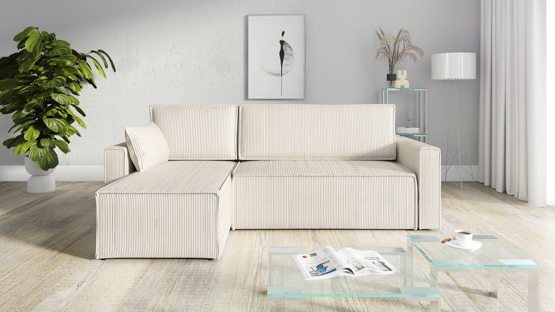 CORNER SOFA BED ROBI 240CM / SPRINGS + FOAM / CHOICE OF COLOR
