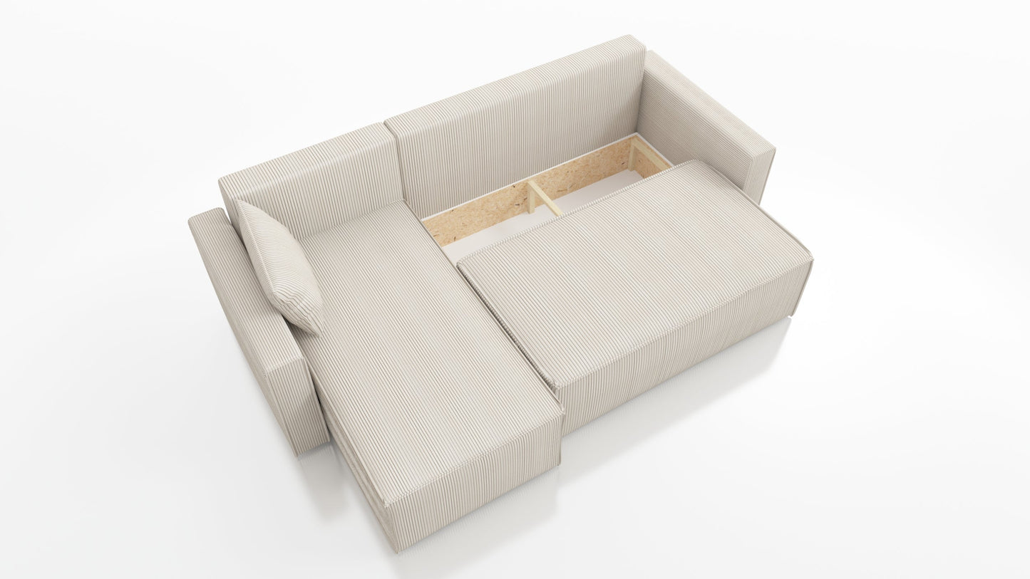 CORNER SOFA BED ROBI 240CM / SPRINGS + FOAM / CHOICE OF COLOR