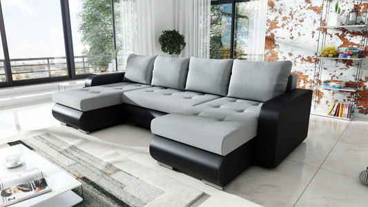 CORNER SOFA BED DAVY U 300CM CHOICE OF COLORS / BONNELL SPRING + FOAM