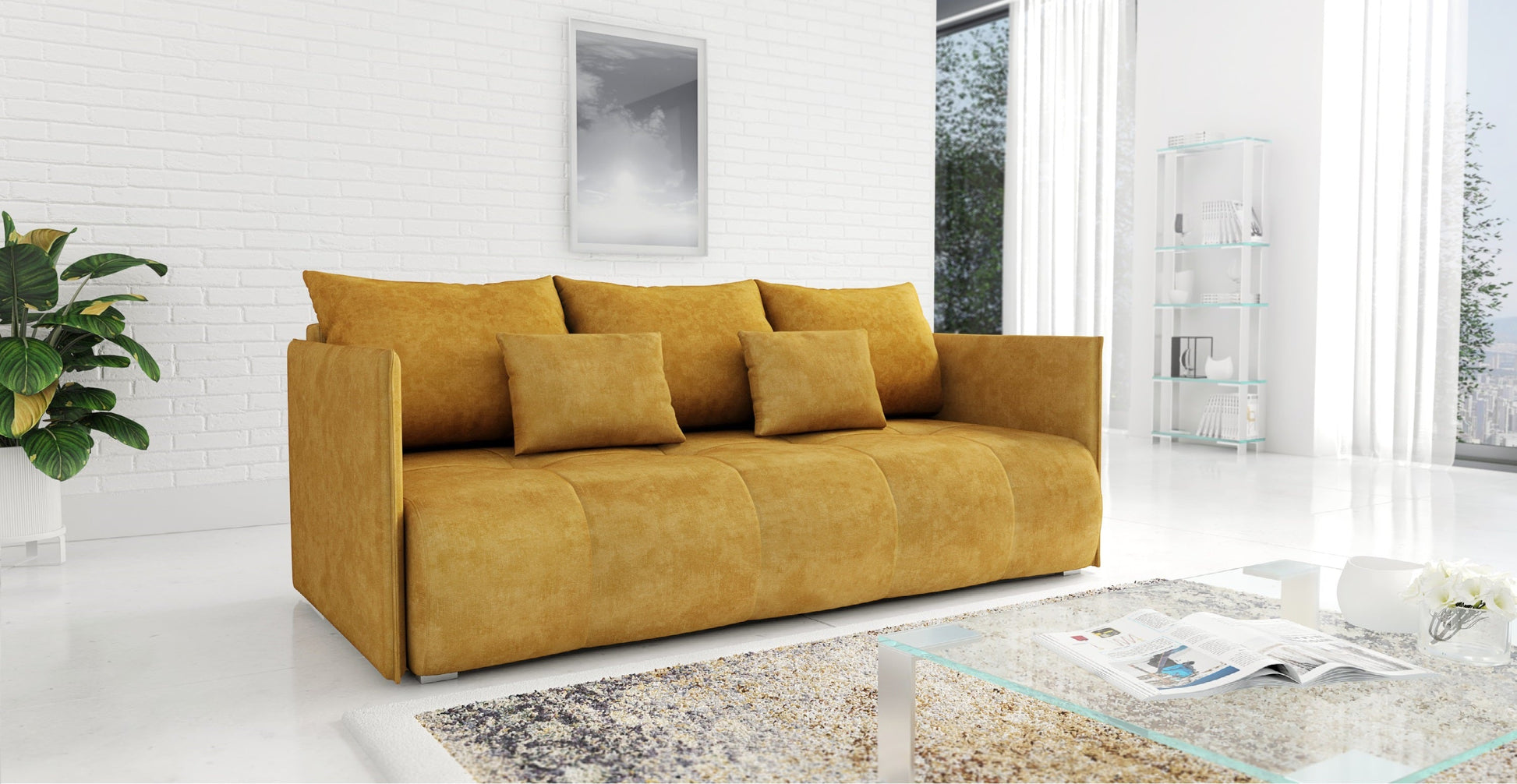 SOFA BED NESS 199CM SPINGS + FOAM / CHOICE OF COLOR