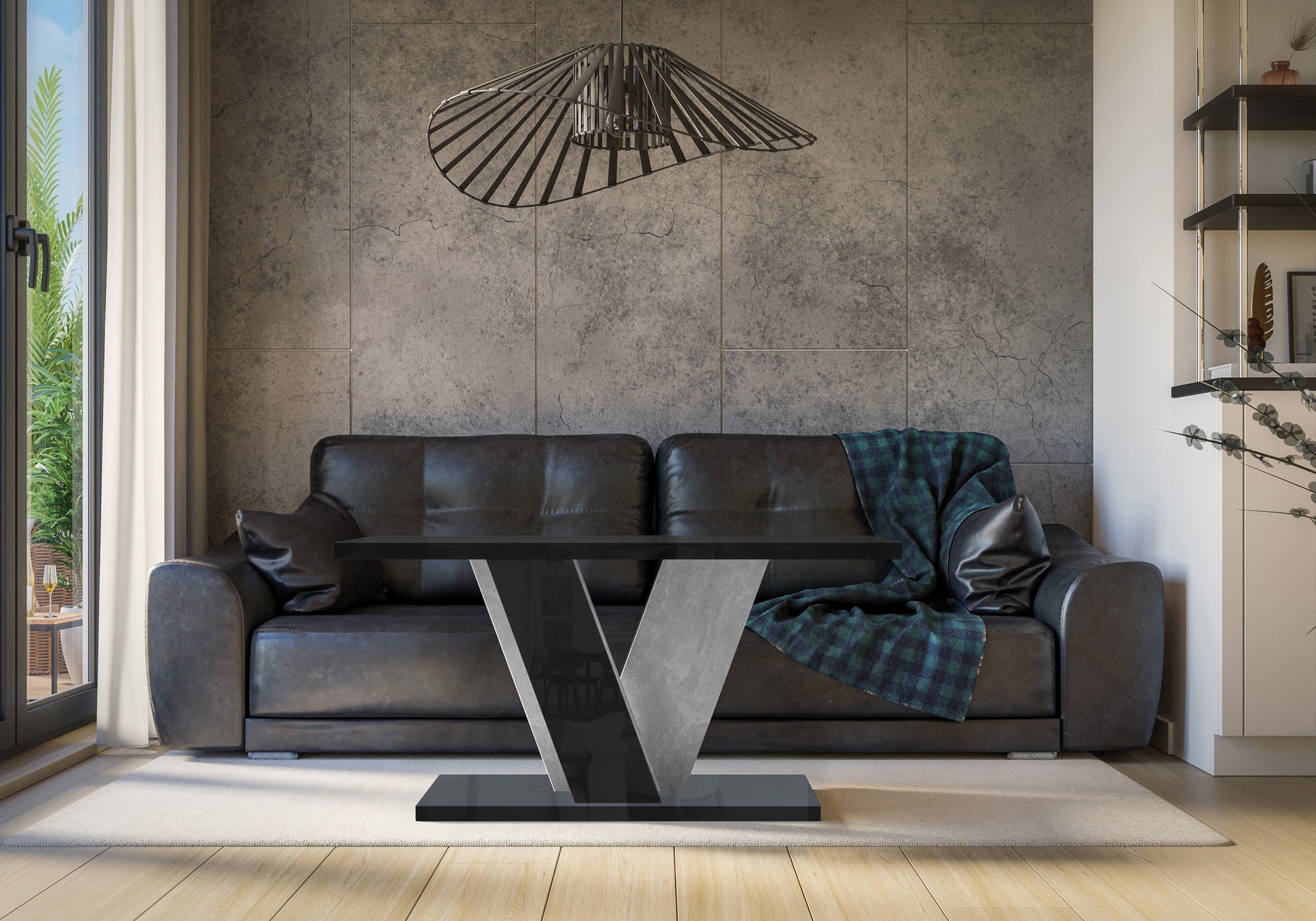 COFFEE TABLE VINEY BLACK GLOSS / STONE GREY