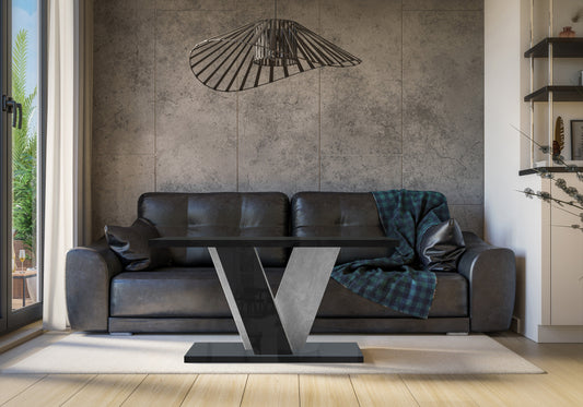 COFFEE TABLE VINEY BLACK GLOSS / STONE GREY
