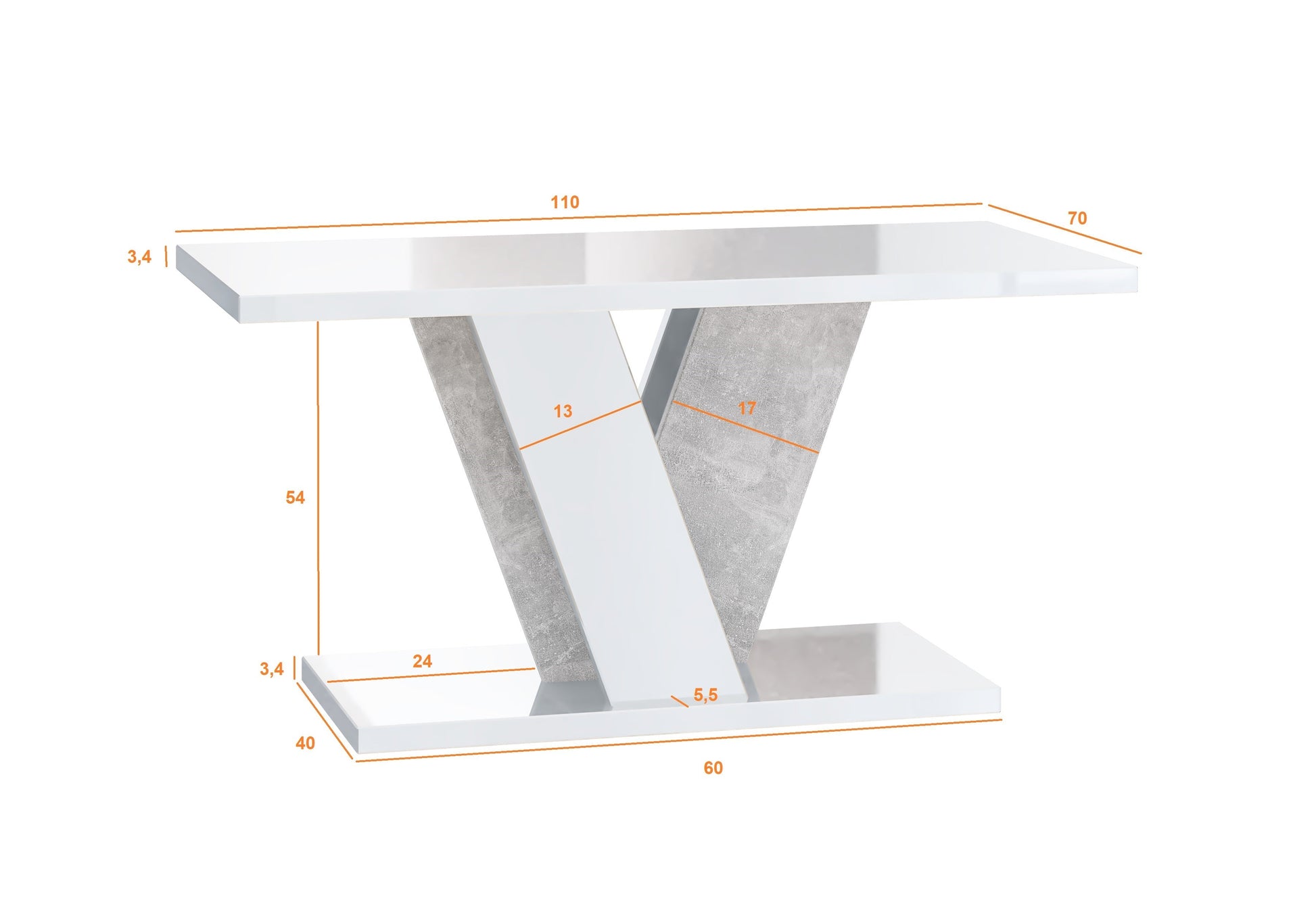 COFFEE TABLE VINEY STONE GREY / WHITE