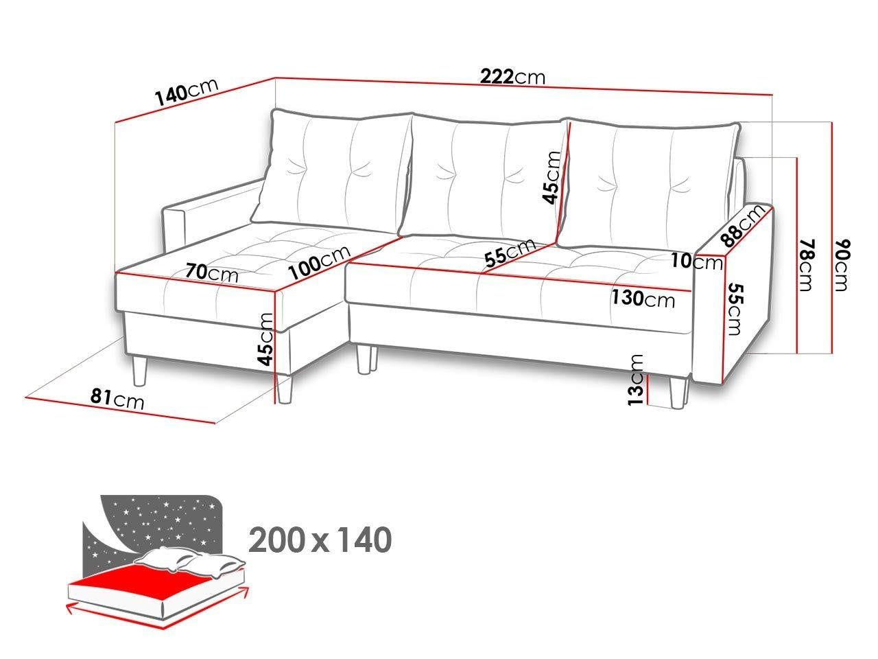 CORNER SOFA BED BRIAN 2X STORAGE SPACE MALMO 41 222x140cm universal RIGHT/LEFT CORNER  / BONELL SPINGS + FOAM