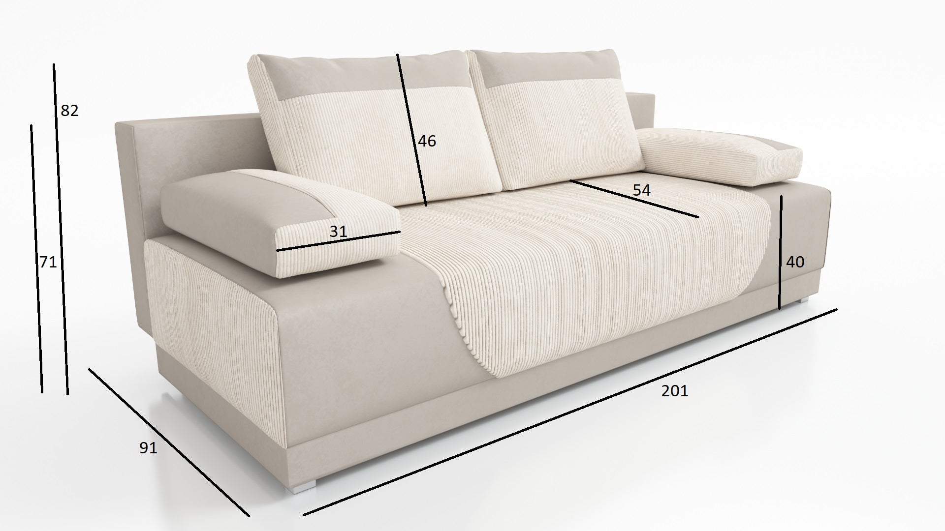 NEW!! SOFA BED CLEO 201CM BERLIN 01 SAWANA 14