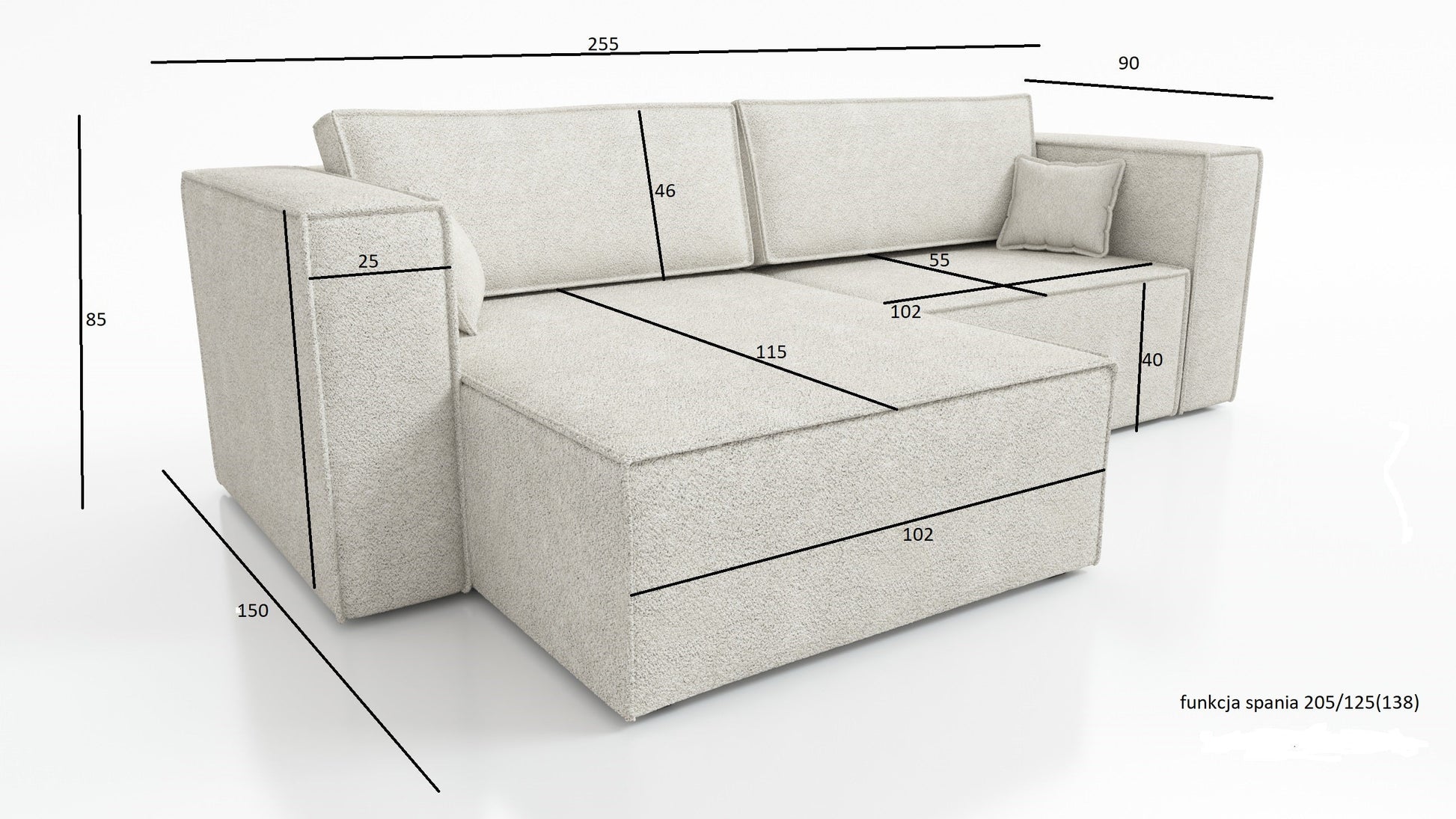 CORNER SOFA BED OTTO TILIA 255CM UNIVERSAL CORNER