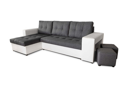CORNER SOFA BED LEON 255CM 2X STORAGE SPACE UNIVERSAL CORNER RIGHT/LEFT CORNER / BONELL SPRINGS + FOAM