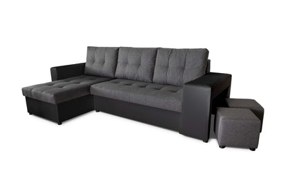 CORNER SOFA BED LEON 255CM 2X STORAGE SPACE UNIVERSAL CORNER RIGHT/LEFT CORNER / BONELL SPRINGS + FOAM