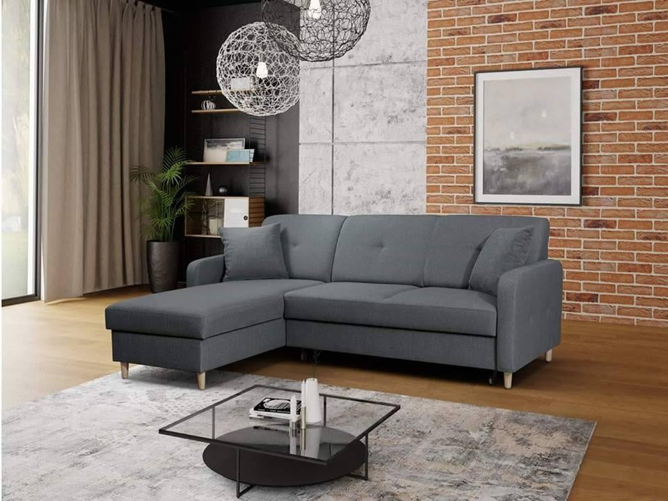 CORNER SOFA BED MILLI HUGO 94 GREY 220cm / SPRINGS + FOAM