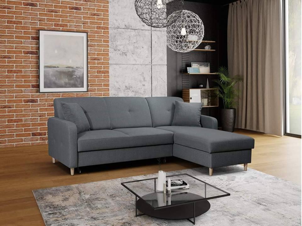 CORNER SOFA BED MILLI HUGO 94 GREY 220cm / SPRINGS + FOAM