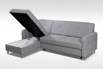 CORNER SOFA BED MILLI HUGO 100 BLACK 220cm / SPRINGS + FOAM