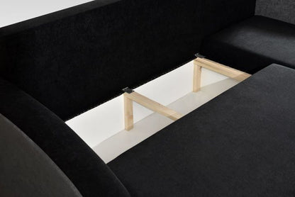 CORNER SOFA BED VELVET BROWN / BEIGE 236cm /  FOAM