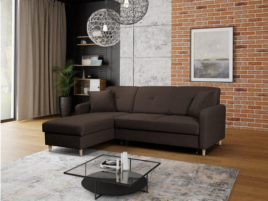 CORNER SOFA BED MILLI HUGO 28 BROWN 220cm / SPRINGS + FOAM