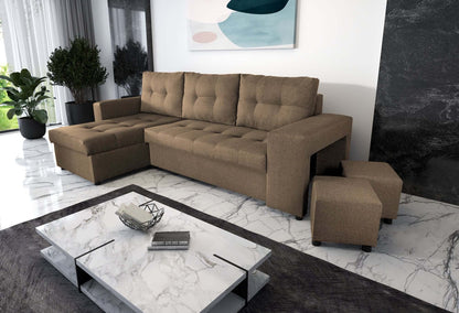 CORNER SOFA BED LEON 255CM 2X STORAGE SPACE UNIVERSAL CORNER RIGHT/LEFT CORNER / BONELL SPRINGS + FOAM