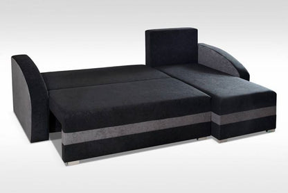 CORNER SOFA BED VELVET BLACK / RED 236cm / FOAM