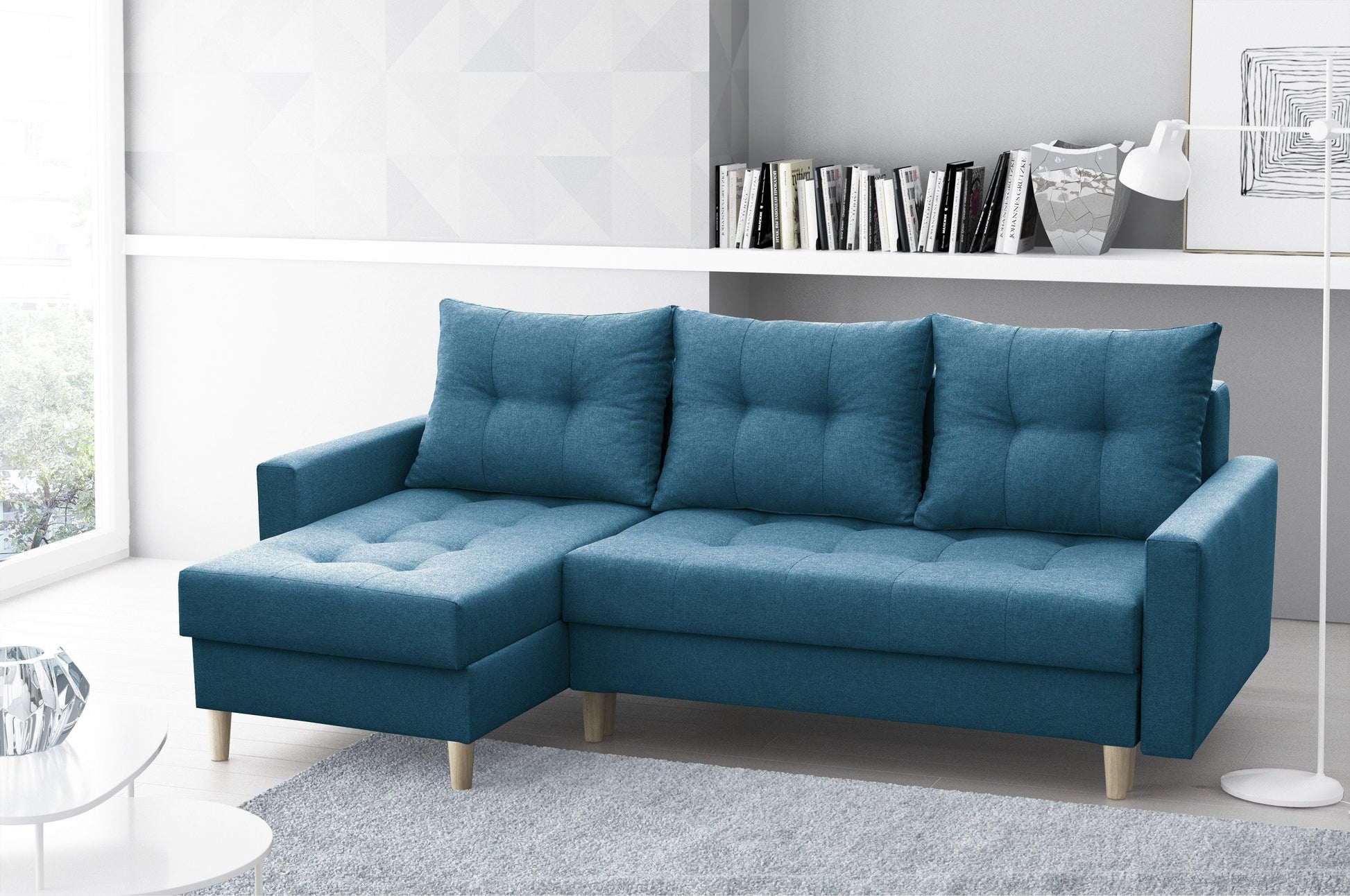 CORNER SOFA BED BRIAN 2X STORAGE SPACE MALMO 85 222x140cm universal RIGHT/LEFT CORNER / BONELL SPRINGS + FOAM