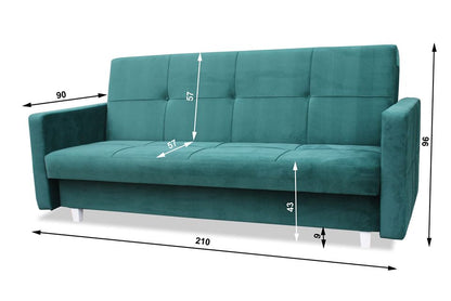 SOFA BED COSMO 210cm  / SPRINGS + FOAM CHOICE OF COLOR EASY CLEAN FABRIC