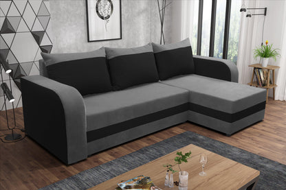 CORNER SOFA BED ALEXA GREY / BLACK 238cm universal RIGHT/LEFT CORNER / FOAM