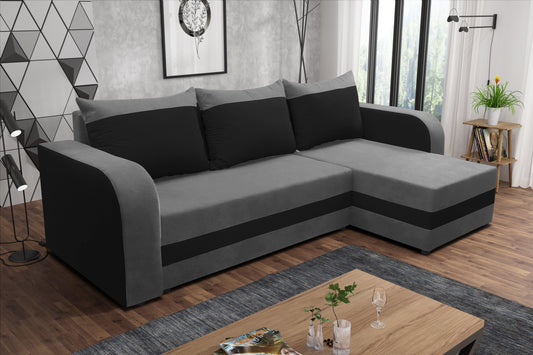 CORNER SOFA BED ALEXA GREY / BLACK 238cm universal RIGHT/LEFT CORNER / FOAM