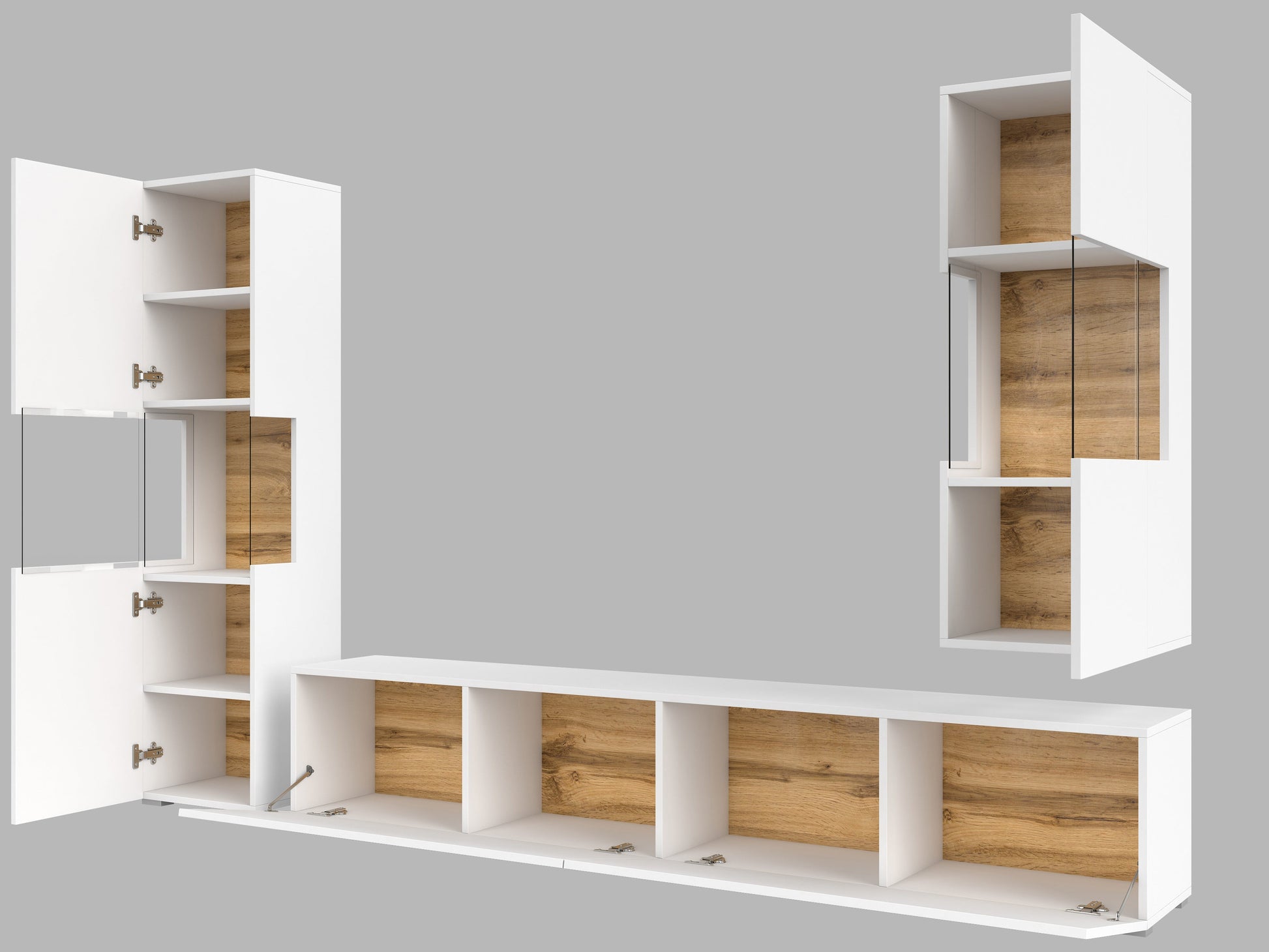 TV WALL UNIT AVA Wotan oak/white