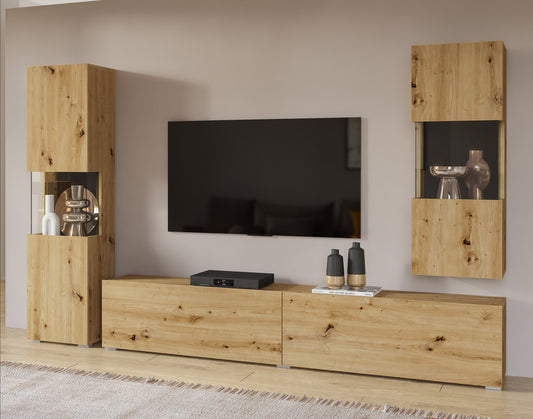 TV WALL UNIT AVA artisak oak black/arisan oak
