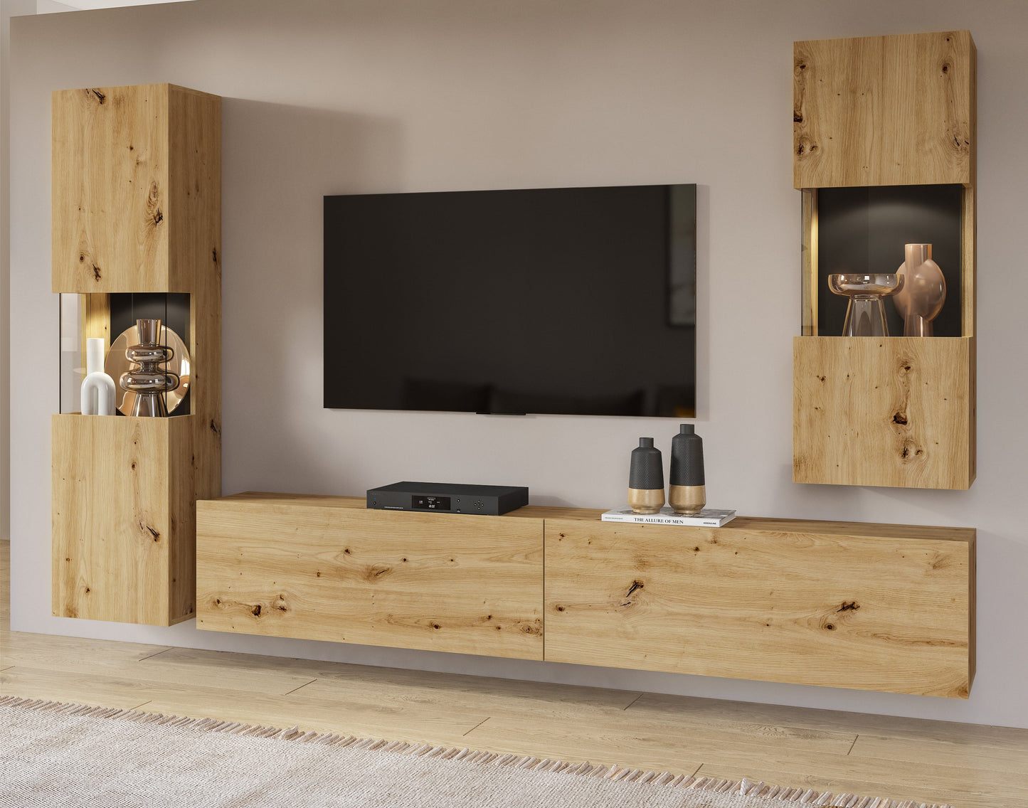 TV WALL UNIT AVA artisak oak black/arisan oak