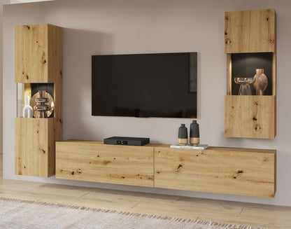 TV WALL UNIT AVA artisak oak black/arisan oak