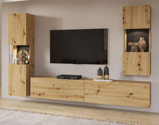 TV WALL UNIT AVA artisak oak black/arisan oak