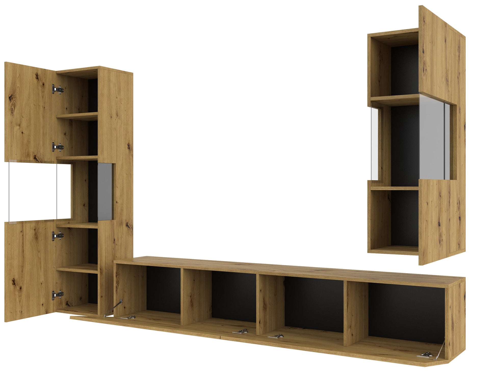 TV WALL UNIT AVA artisak oak black/arisan oak
