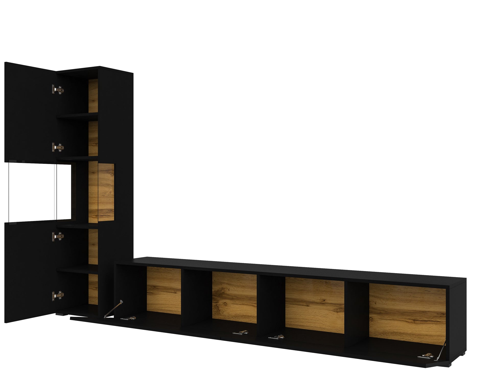 TV WALL UNIT AVA Wotan oak/black
