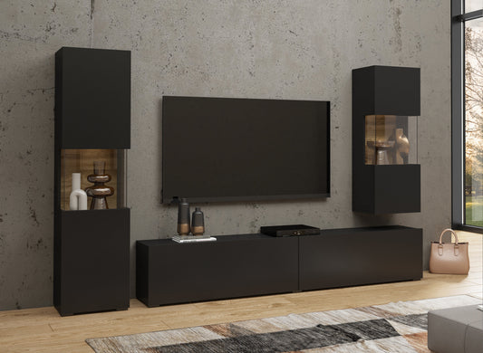 TV WALL UNIT AVA Wotan oak/black