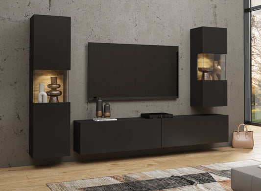TV WALL UNIT AVA Wotan oak/black